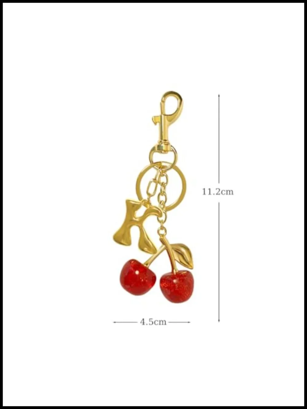 Cherry Letter Bag Charm Metal Lobster Clasp Purse Keychain Accessory